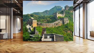 great wall of china in summer with beautiful sky Wall mural