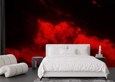 3D rendering abstract red powder explosion on black background red cloud Wall mural