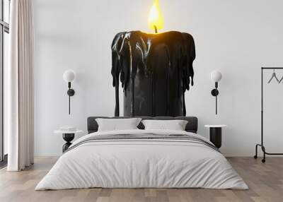 3D Depiction of a Sinister Dripping Halloween Candle on Stark White Background Wall mural