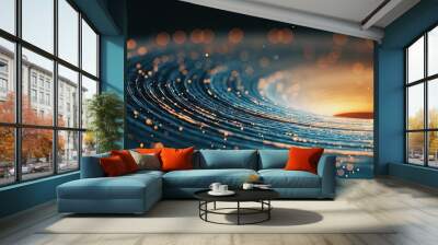 Captivating illustration depicts abstract representation of cosmic vortex. Image combines elements of futuristic design digital art and space exploration Wall mural