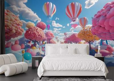 colorful balloons floating across a bright summer sky celebrate a happy occasion Wall mural