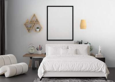 Blank photo frame for mockup on wall, 3D rendering Wall mural