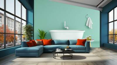 Green bathroom interior, 3D rendering Wall mural