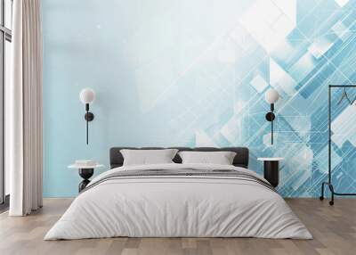 Graphic Abstract background with light blue and white geometric shapes, Abstract grey and blue geometric minimal motion background Wall mural