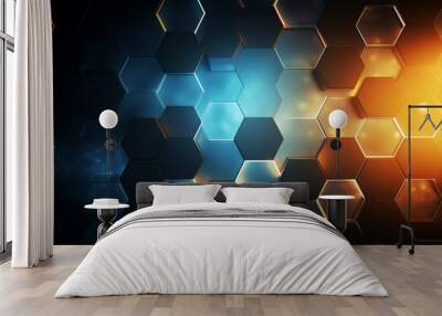 Hexagon background, Hexagonal for backdrop post, abstract metal hexagon Wall mural