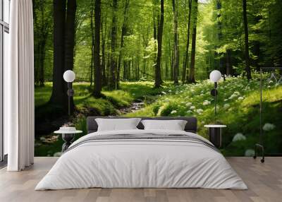 World nature, Forest world day, Earth day concept with forest treee nature and flower Wall mural