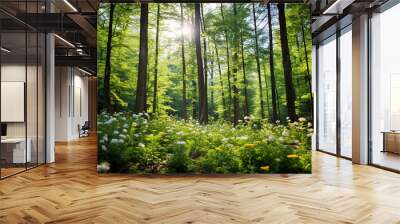 World nature, Forest world day, Earth day concept with forest treee nature and flower Wall mural