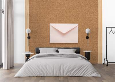 white envelope on cork board frame  background Wall mural