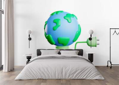 3D rendering Cute cartoon earth friendly energy Wall mural