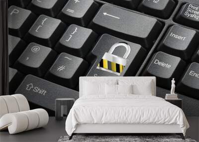 A Black Keyboard Secure Key Wall mural