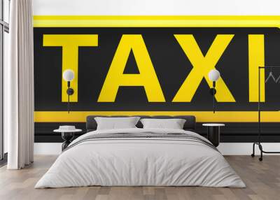 3d rendering Illustration of New York City style taxi sign for cab Isolated on white background. Front view of Yellow Taxi sign on automobile roof. Wall mural