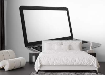 Laptop with white blank screen with aluminium body in mockup style. 3d rendering of Notebook computer isolated on a white background Wall mural