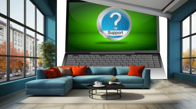 Laptop Computer with Support Button - 3D illustration Wall mural