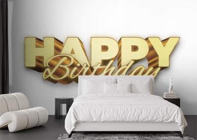 3D Gold Happy Birthday Lettering.. Happy Birthday PNG With Transparent Background Wall mural