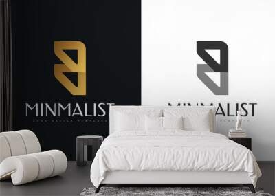 Abstract Minimalist Letter B Logo Design in Luxury Gold Gradient. Graphic Alphabet Symbol for Corporate Business Identity Wall mural