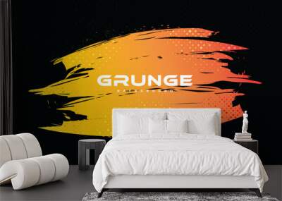 Abstract Orange Grunge Background with Halftone Style. Brush Stroke Illustration for Banner, Poster, or Sports. Scratch and Texture Elements For Design Wall mural