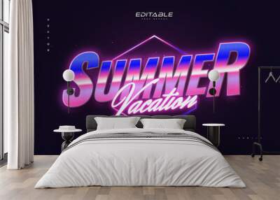 Colorful Retro Text Style with Glowing Neon Effect. Editable Text Style Effect Wall mural