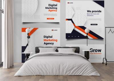 Digital marketing agency social media post template in modern and futuristic concept. Collection of business social media template Wall mural