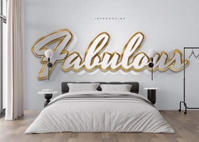 Fabulous Text in White and Gold Style with 3D Effect Wall mural