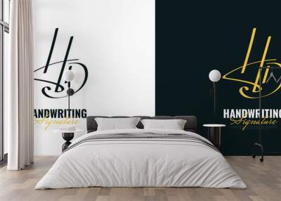 Initial H and D Logo Design with Elegant Handwriting Style. HD Signature Logo or Symbol Wall mural