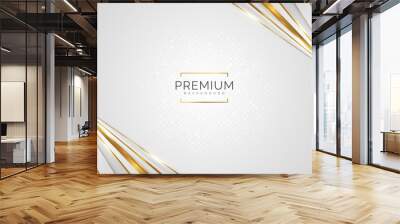 Luxury White and Gold Background with Golden Lines and Paper Cut Style. Premium Gray and Gold Background for Award, Nomination, Ceremony, Formal Invitation or Certificate Design Wall mural