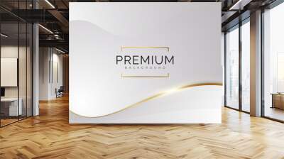 Luxury White and Gold Background with Golden Lines and Paper Cut Style. Premium Gray and Gold Background for Award, Nomination, Ceremony, Formal Invitation or Certificate Design Wall mural