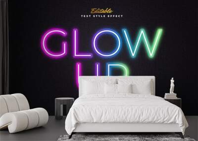 Modern Colorful Neon Text Style Effect. Editable Text Style Effect Wall mural