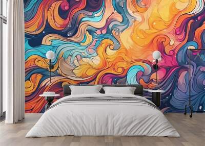 Abstract painting with vibrant colors . Fantasy concept , Illustration painting. Wall mural