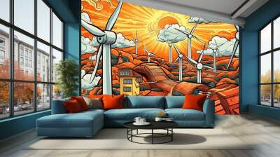 Clean energy solutions illustrations concept . Fantasy concept , Illustration painting. Wall mural