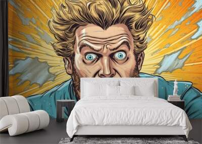 Portrait of a surprised man with his mouth open. Fantasy concept , Illustration painting. Wall mural