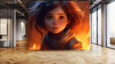 Portrait of cute little girl . Fantasy concept , Illustration painting. Wall mural