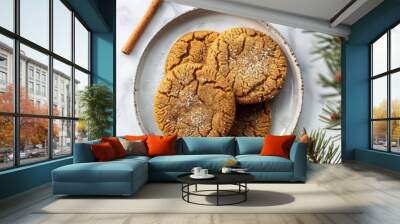 a website header marketing photo of soft chewy ginger mollasses cookies gluten Wall mural