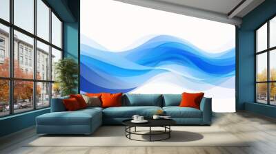 abstract blue vector curve, white background Wall mural