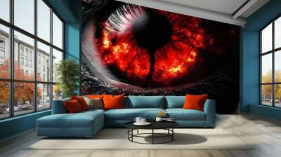 Create for me an image of a vampire eye, red in color with black effects inside that are shiny and magnificent, very eye-catching Wall mural