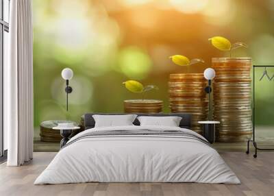 Save money with stack money coins Wall mural