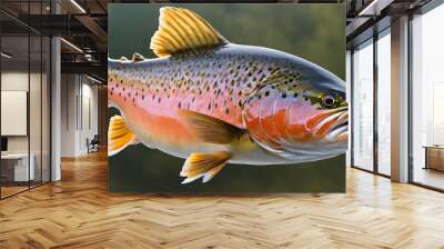 trout fish side view, white background Wall mural