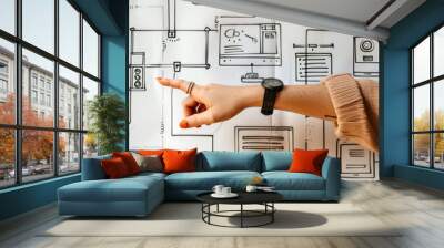 Woman's hand with user flow Wall mural