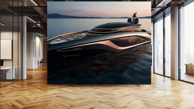 motor boat on the sea generalive AI Wall mural