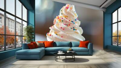 Close Up of a Soft Serve Ice Cream Cone with Sprinkles Wall mural