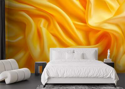 Fabric texture of a bright yellow silk Wall mural