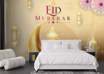 Eid Mubarak colorful luxury Islamic background with decorative ornament, eid Mubarak social media post design. Wall mural