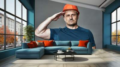 Engineer salute closeup portrait Wall mural