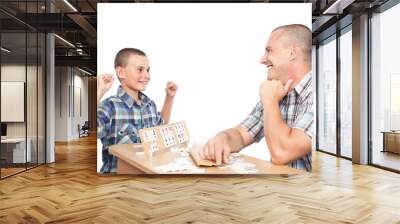 Father and son playing rummy Wall mural