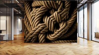 Seascape background featuring intricate nautical knots of thick rope, an ideal choice for graphics projects evoking maritime style. Generative AI Wall mural