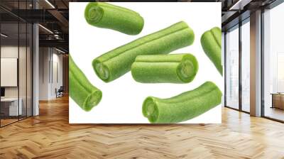 Chopped organic green beans isolated Wall mural