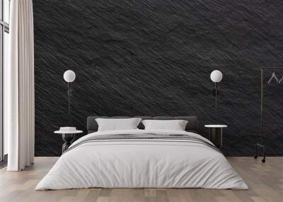 Dark black slate background or texture Wall mural