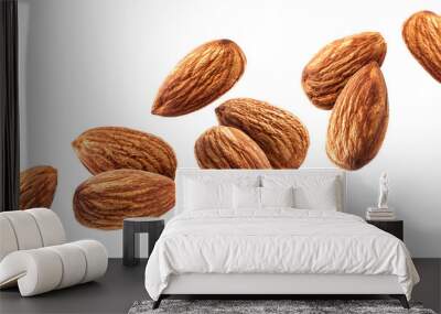 Flying almond isolated on white background with clipping path Wall mural