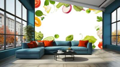 Frame of fresh vegetables, lettuce leaves, healthy ingredients for detox, with copy space Wall mural