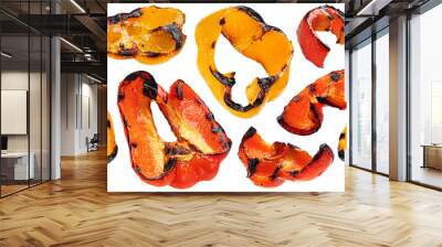 Grilled paprika slices isolated on white background Wall mural