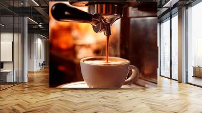 Professional coffee machine brewing espresso Wall mural